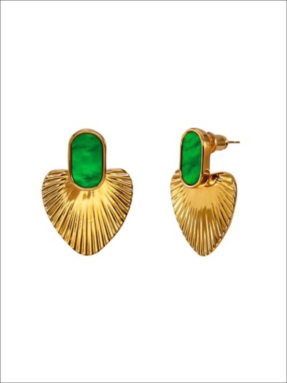 24K Gold-Plated Heart Drop Earrings Vintage Enamel Hypoallergenic Dangle
